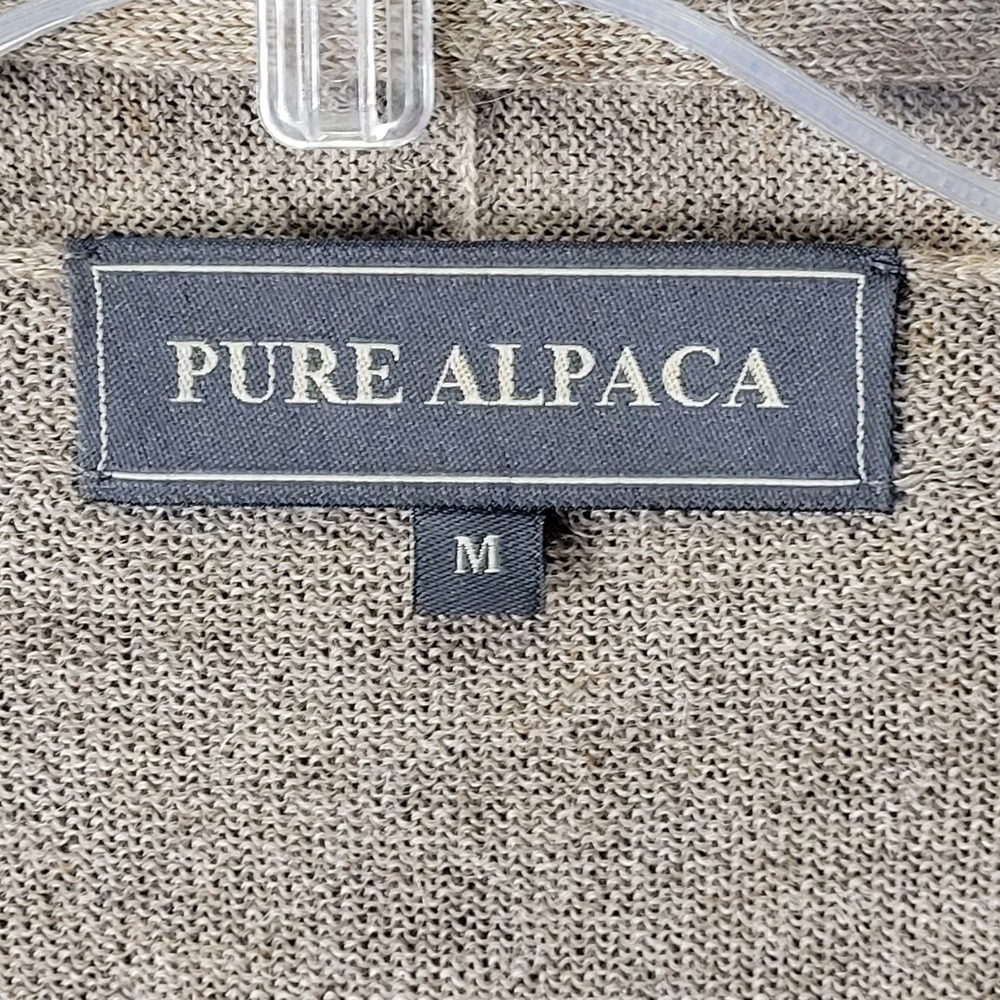 Pure Alpaca 100% Baby Alpaca Waterfall Open Cardigan Sweater M Brown Longline - Picture 6 of 13